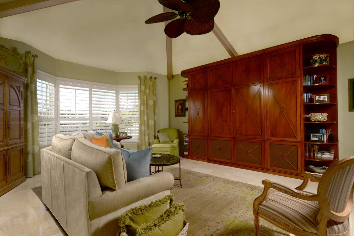 Family room with tv cabinet closed