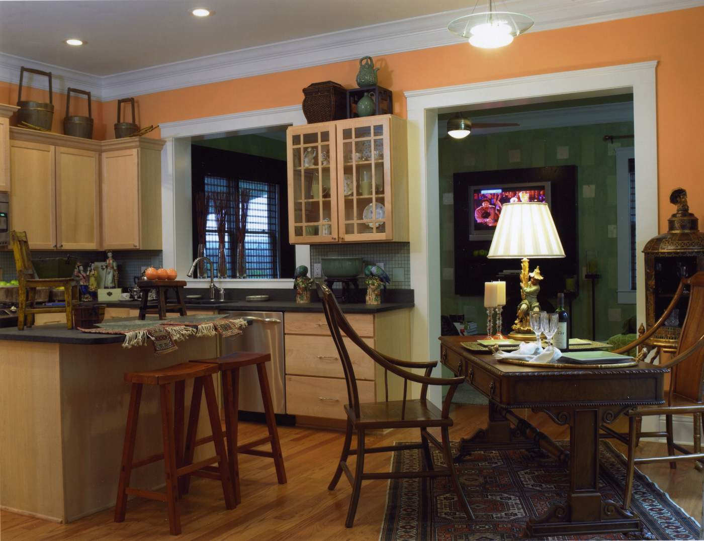 Kitchen table and island
