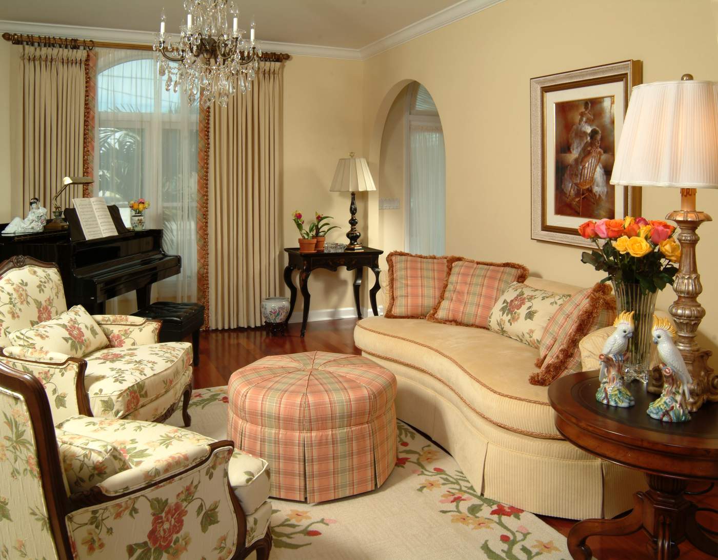 Living room with piano