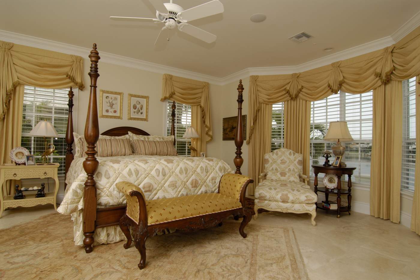 Seashell themed master bedroom